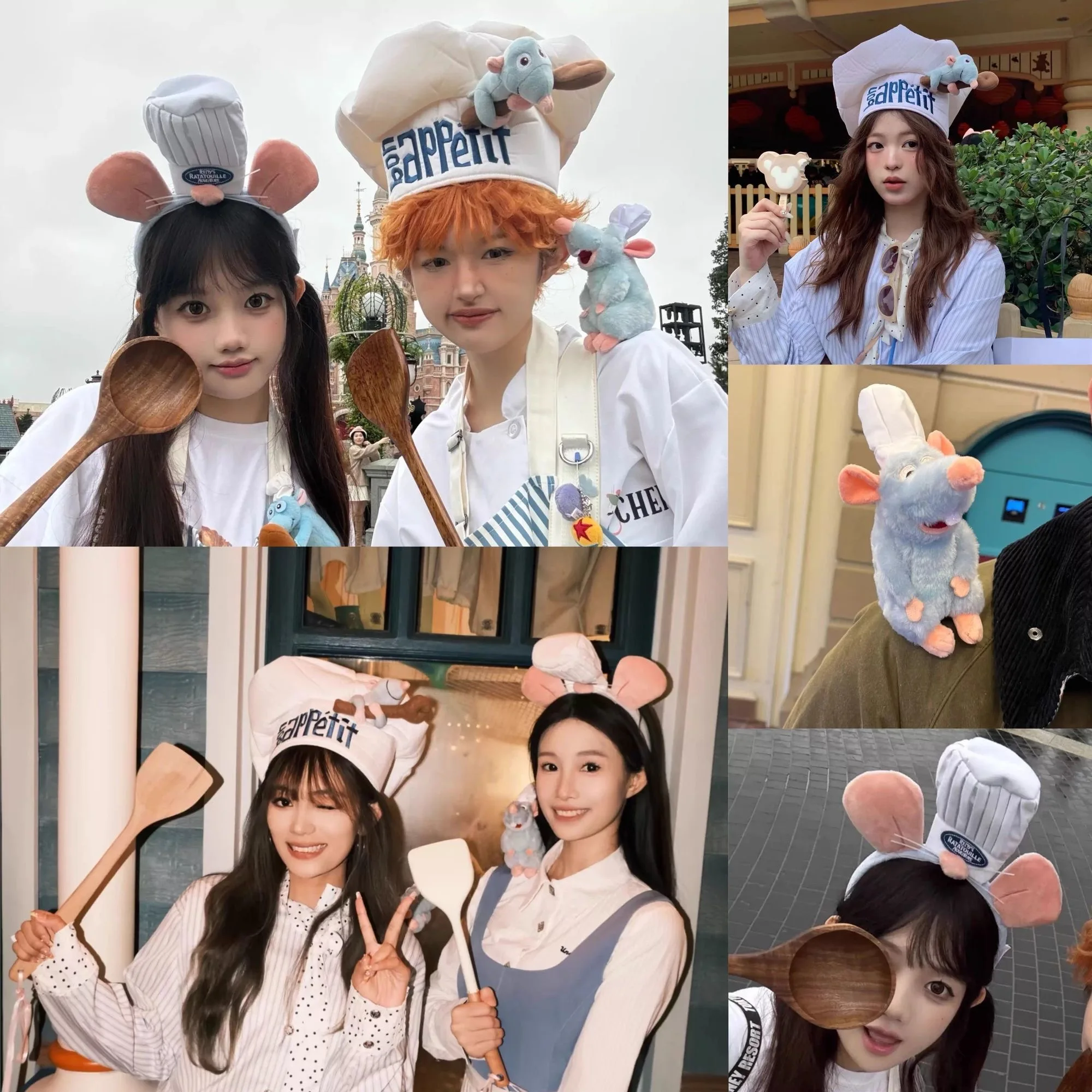 

Мультяшная игрушка Король крыс-повар в шапке с повязкой на голову, на магнитах, с креплением на плечо, для фотодекорации, милый подарок