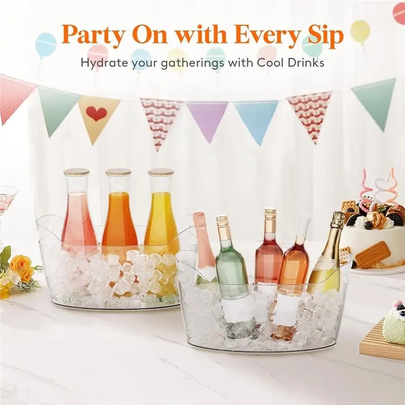 

ABGH-Ice Bucket 6.5L For Parties, Portable Drink Bucket For Cocktail Bar, Plastic Champagne Cooler For Beverage/Wine/Beer