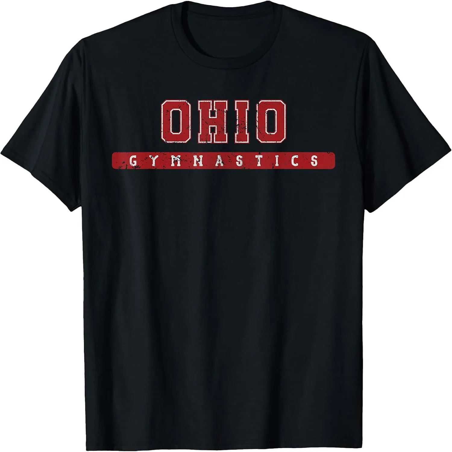 Ohio Gymnastics Red Vintage Text T-Shirt