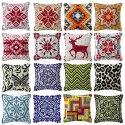 Funda de almohada vintage con nudo y rayas estilo mandala