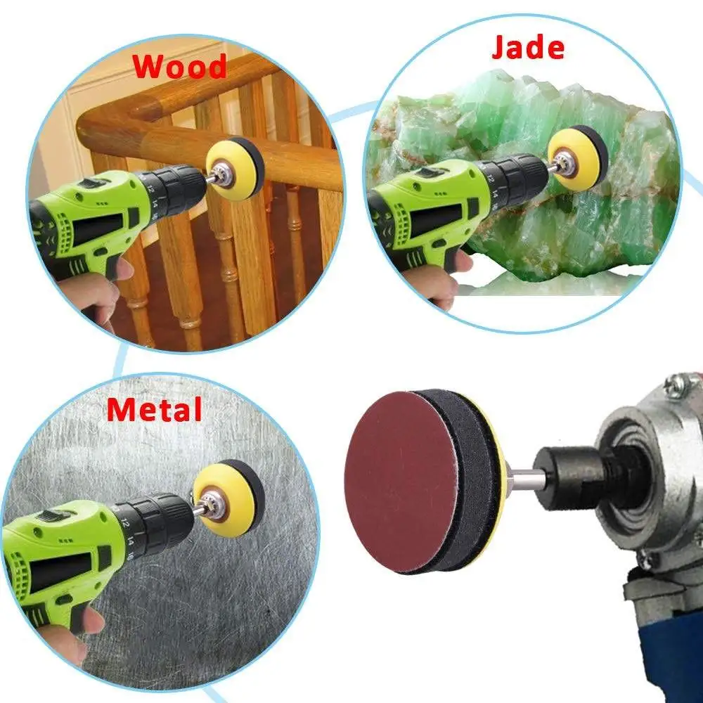 2-дюймовая наждачная бумага на липучке, 202 шт. с влажной и сухой шлифовальной бумагой, подложка в ассортименте, зернистость 80-3000 для полировки дерева, автомобиля