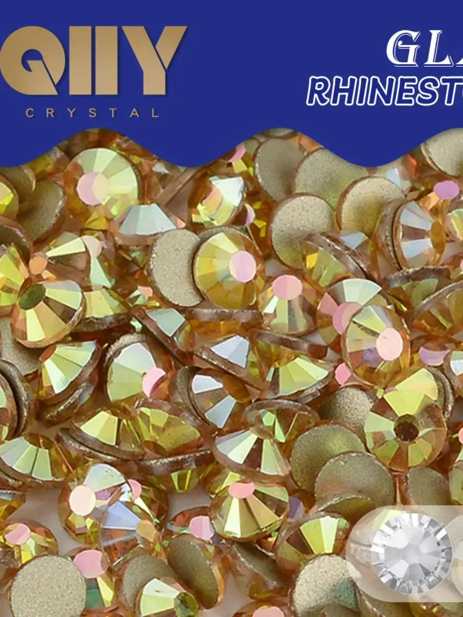 QIIY SS3-SS60 métal lumière du soleil toutes tailles verre à base plate strass fond doré diamant vêtement robe sacs décoration cristal