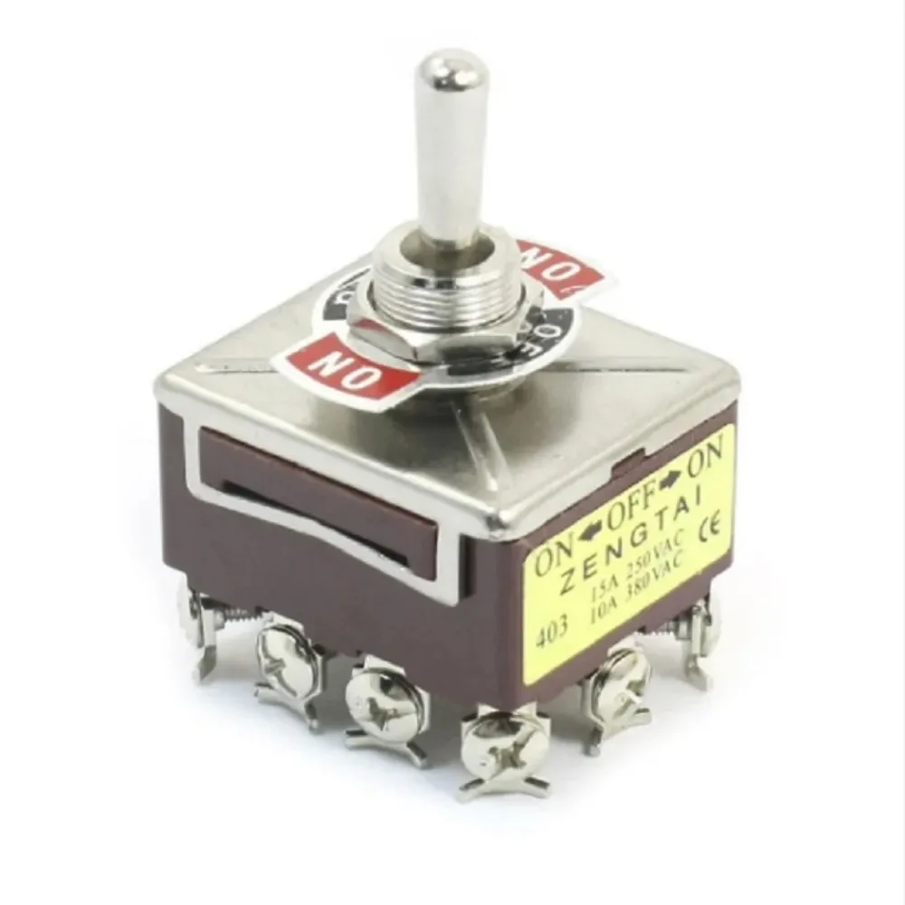 1pcs  AC 380V 10A ON/OFF/ON 3 Positions 12 Pin Latching Toggle Switch 4PDT