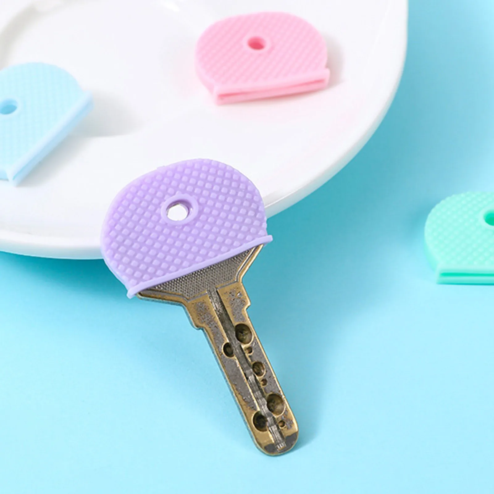Silicone Elastic Key Caps Set Flexible Key Covers Key Ldentifier Tag Covers For Easy Ldentifying Door Keyrings