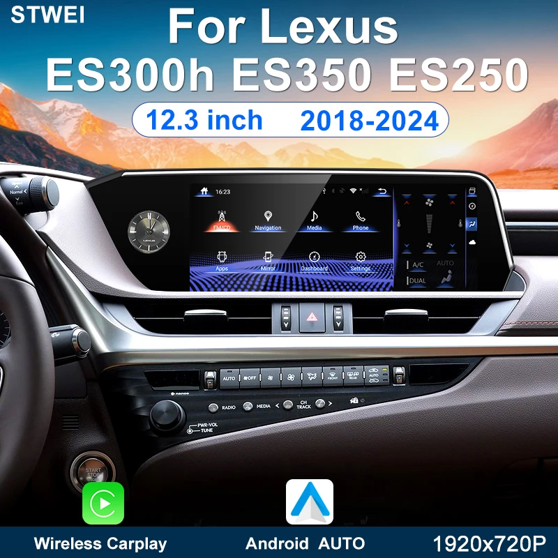 For Lexus ES200 ES250 ES300H ES350 2018-2024 12.3 inch Car Radio Multimedia Video Player Stereo GPS Navigation DSP 4G Carplay