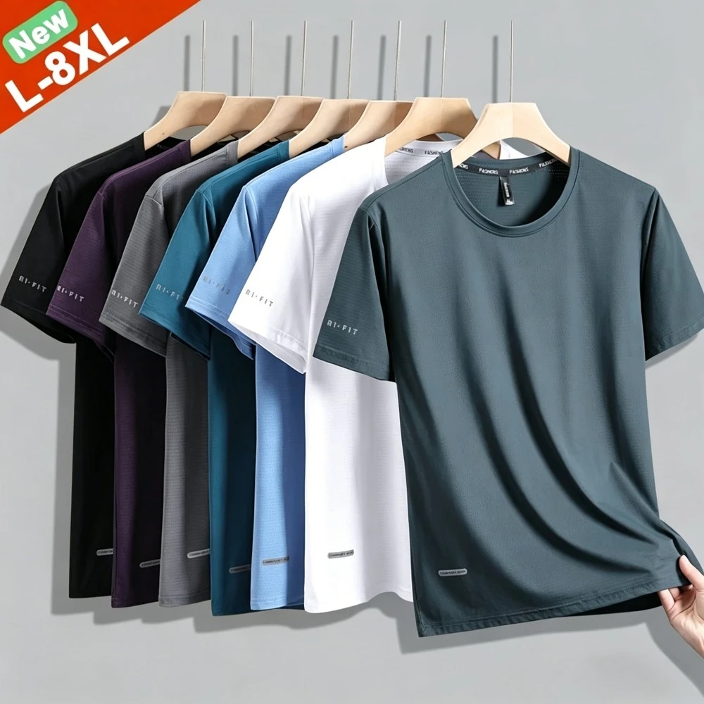 Good Quality T-Shirts Men Plus Size 6XL 7XL 8XL Male Tshirt Fat Man Tee Shirt Breathable Wearing Tee Tops Running Fast Shipping