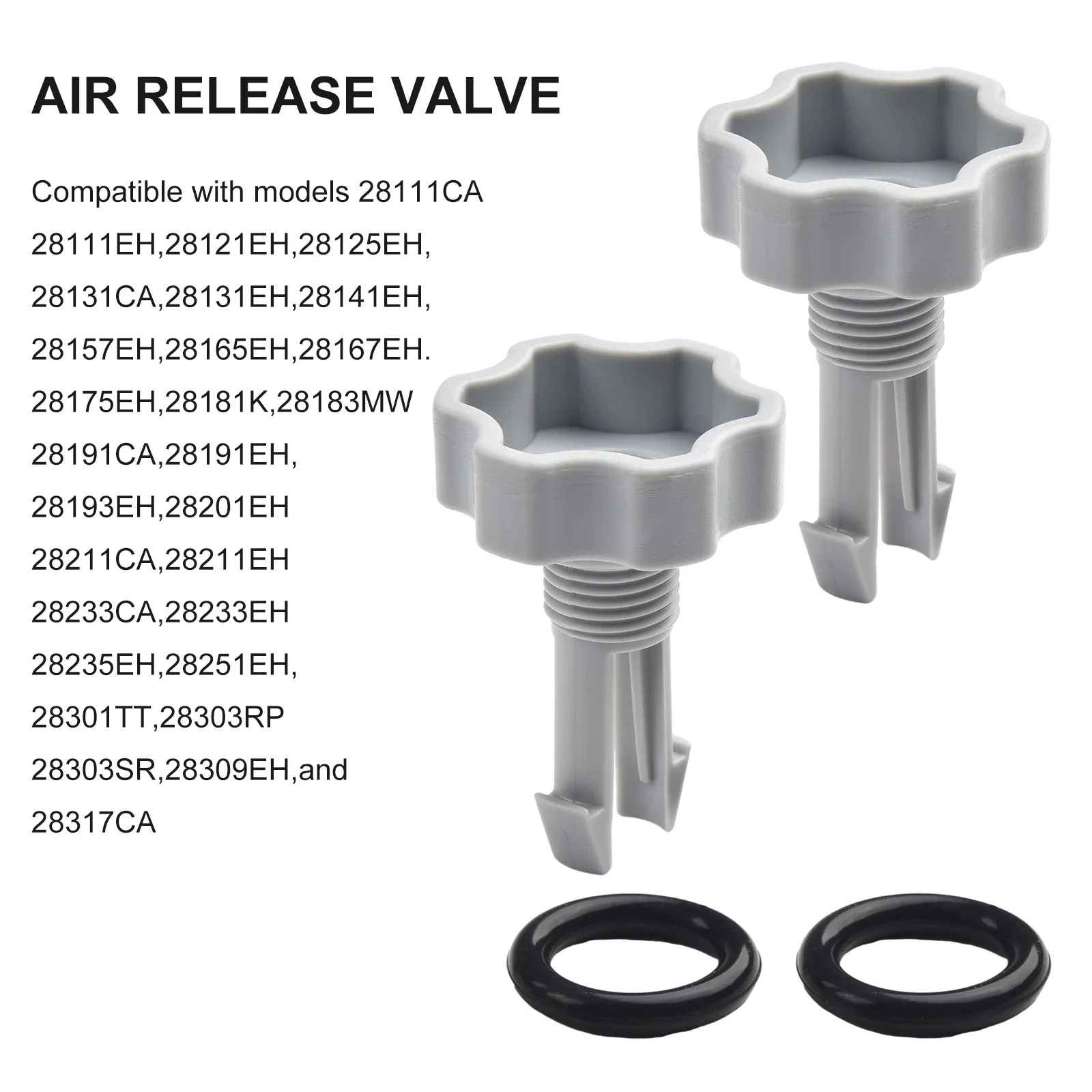 Air Release Valve and ORing Replacement Part, Compatible with Multiple Filter Pumps, Remove Air and Sediment, 2 Packs