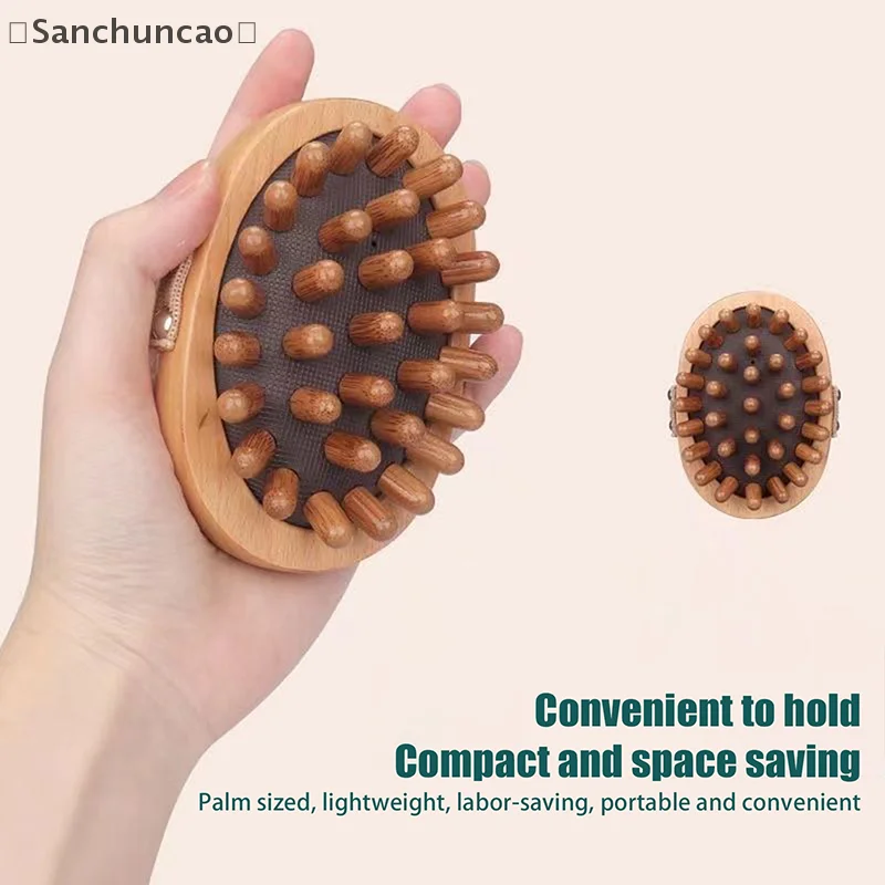 

〔San〕Handheld Wooden Body Massage Brush Anti Cellulite Legs Belly Body Shaping Dry Skin Brush Portable Muscle Relax Beauty Tool