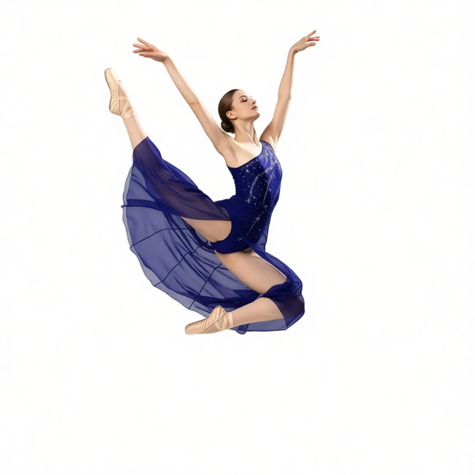 Women Rhythmic Gymnastics Jersey Artistic Figure Skating Ballet Lyrical Dance Leotards Dress Sleeveless Flowy Rhinestone Dress