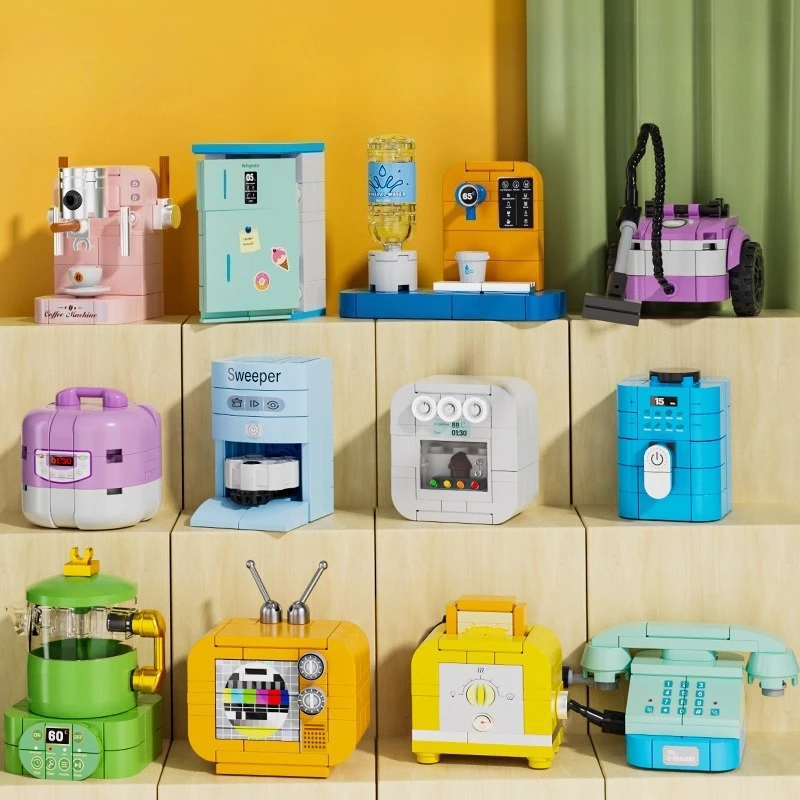 

SEMBO Simulation Mini Home Appliances Building Blocks Children's Handmade Assembled Refrigerator Educational TV Toy Model Gift