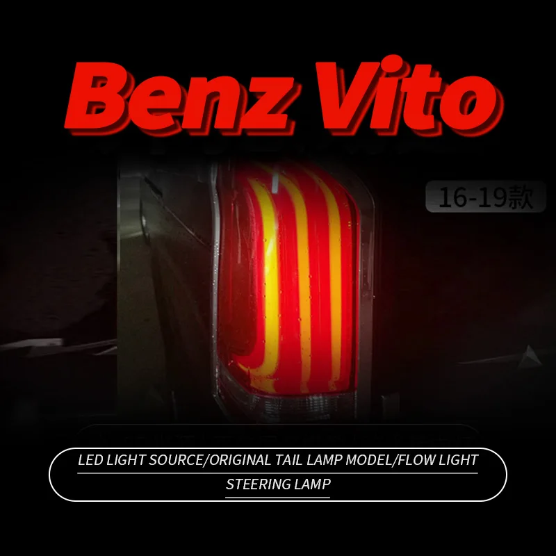 1 Pair LED Tail Light Assembly for Benz Vito W447 2016-2011 Taillight Plug and Play with LED Dynamic Turning Rear Tail lights