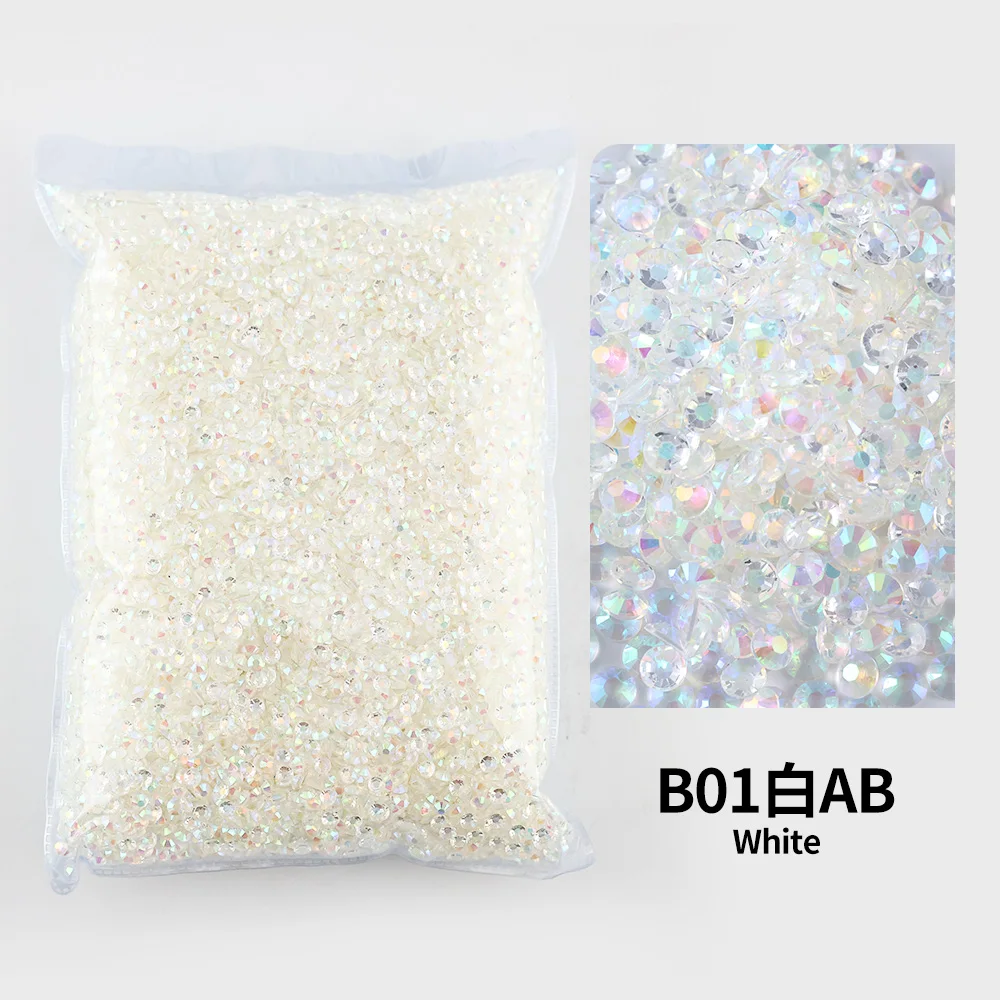 2mm, 3mm, 4mm, 5mm, 6mm, Großhandel Jelly Color AB Transparent AB, Facetten FlatBack Harz Strass Nail Art Kleidungsstück Dekoration