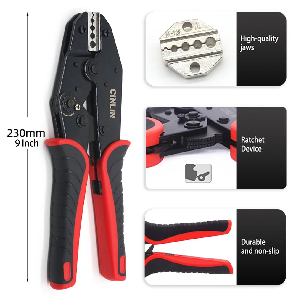 Wire Rope Sleeve Crimping Pliers M1-M2.2 Fishing Swaging Ratchet Tool Cable Crimps Aluminum Tube Double Barrel Ferrule Loop