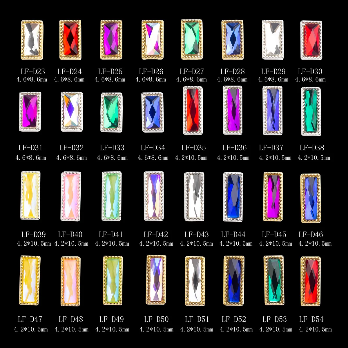 

10pcs/Lot Alloy Nail Charms Rectangle Metal Gems For Manicure Decoration Crystal Rhinestone For Nail Tips Figures Nail Accessory