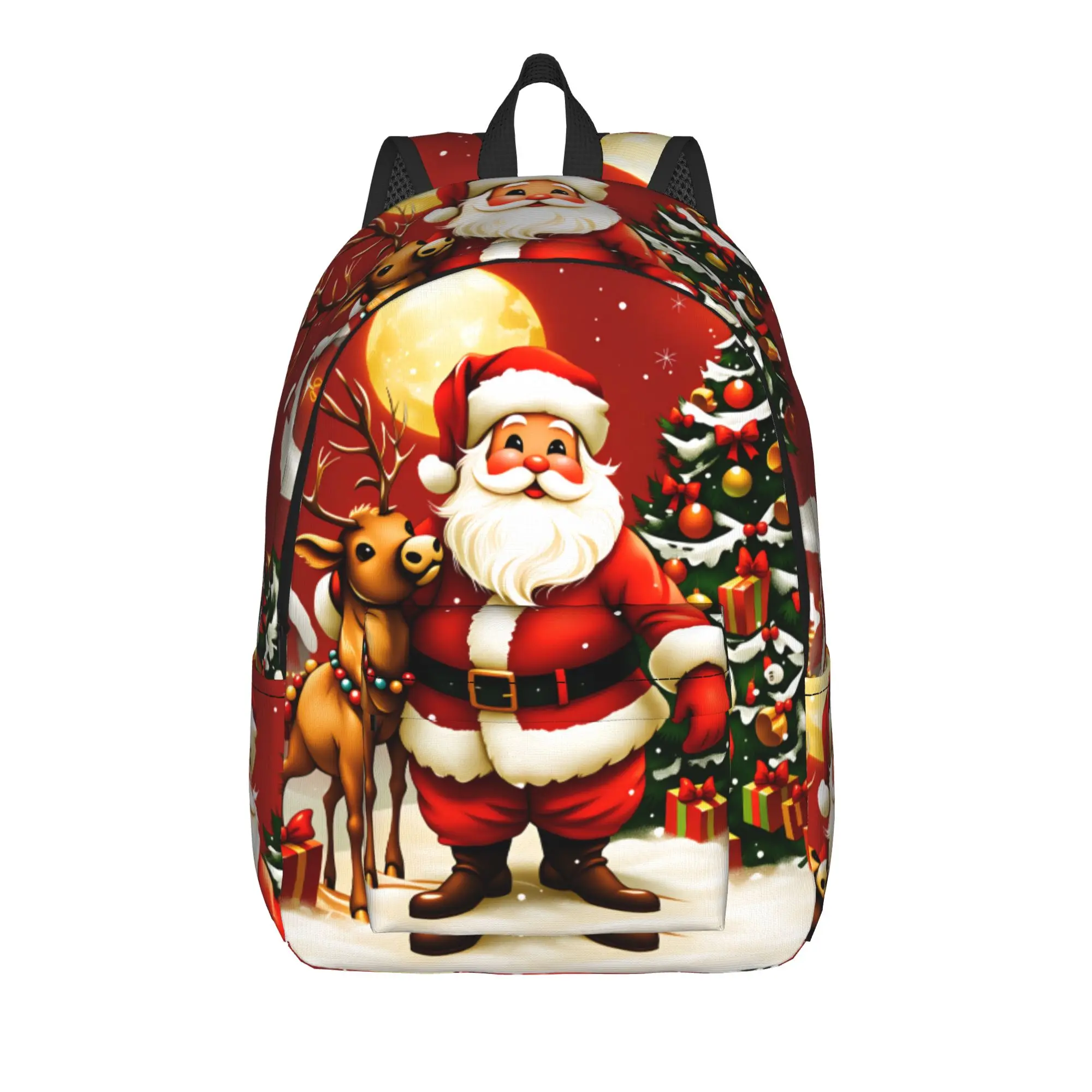 Christmas Santa Snowman Backpack  Teen Polyester Travel Backpacks Soft Streetwear School Bags Rucksack