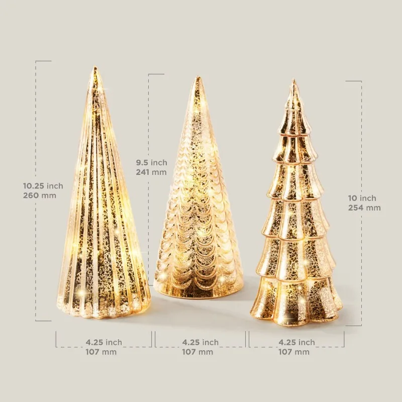 Christmas Tree Glass Night Light Home Christmas Party Atmosphere Desktop Decoration LED Luminous Christmas Decoration Ornament