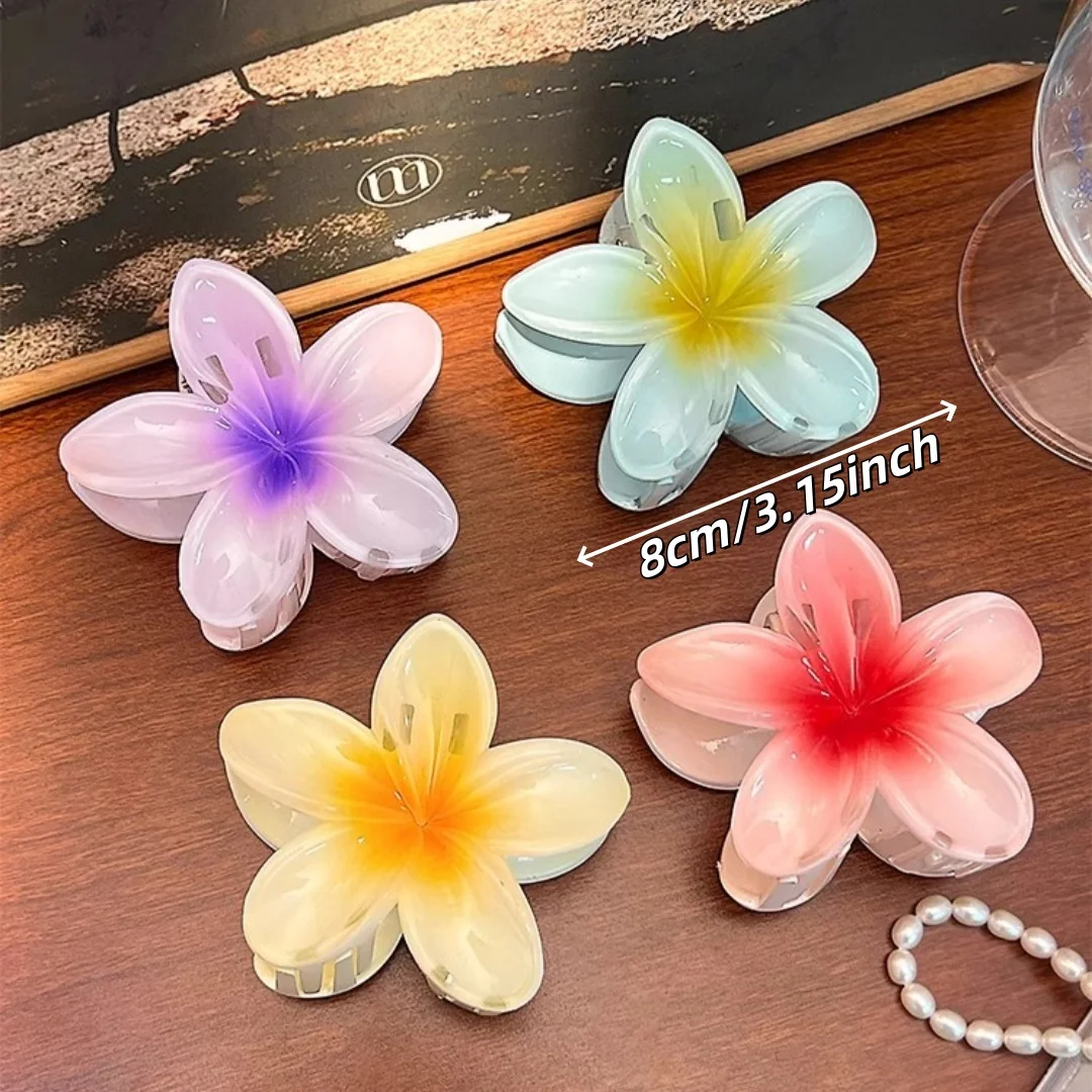 Five-petal flower Summer Super Fairy Vacation style frangeria Grab clip Shark Clip Acrylic flower hair grab hair accessories bac