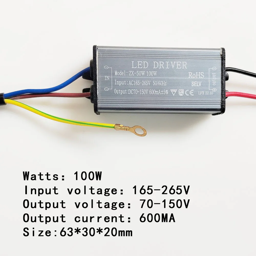 LED Waterproof Driver 100W 150W 200W AC165-265V Power Supply Constant Current Voltage DC70-155V LED Flood Light Transformer