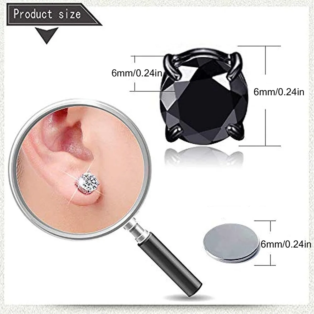 4 Pairs Simple Stainless Steel Magnetic Stud Earrings For Men, Cross Pendant Ear Clips, Cool Non Pierced Earrings