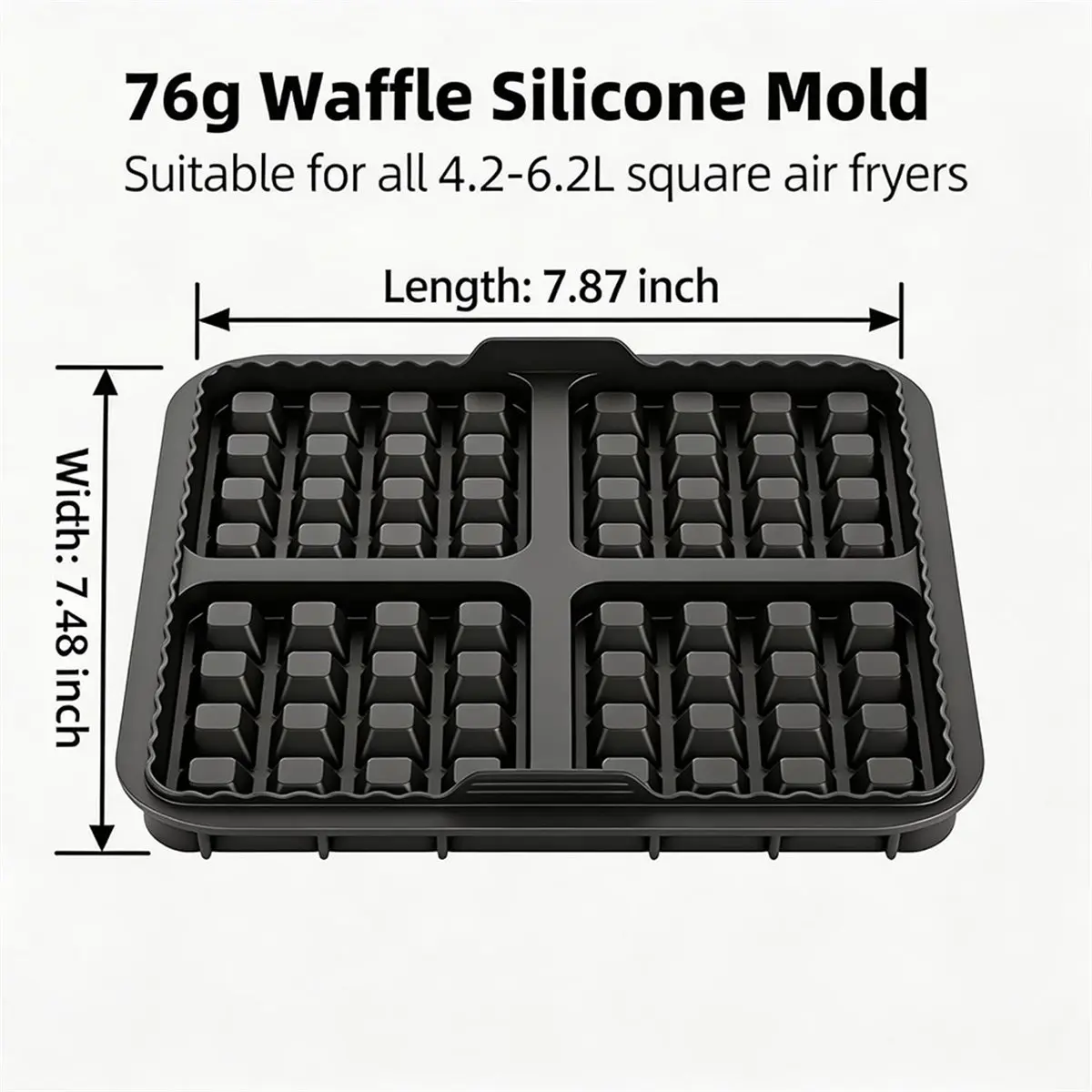 A88M Square Waffle Molds for Air Fryer,Non-Stick Baking Tray for Waffles,Pancakes Egg Patties,Fits 4-7QT Air Fryers