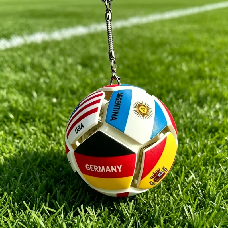 2026 World National Flags Soccer Keychain Stress Relief Fidget Toy Button Press Decompression Pendant Gift for Fans Souvenir