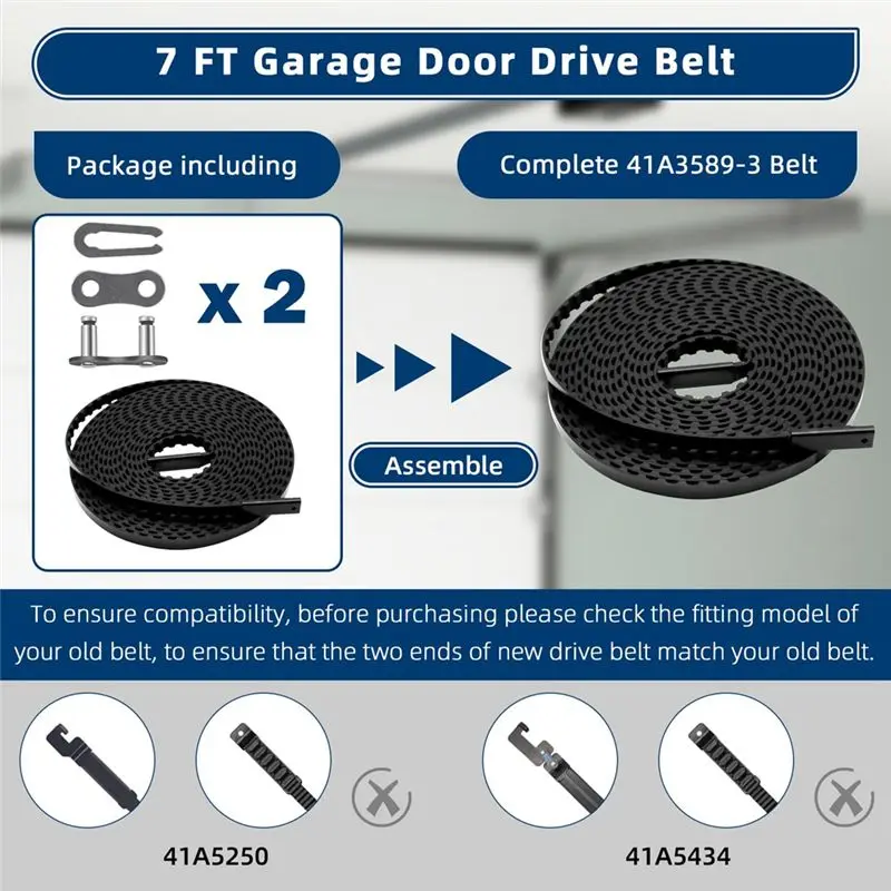 ABRN-41A3589-3 41A3589‑12 Drive Belt For 7 Ft High Garage Door, 233 Inches Belt Assembly For Garage Door Opener