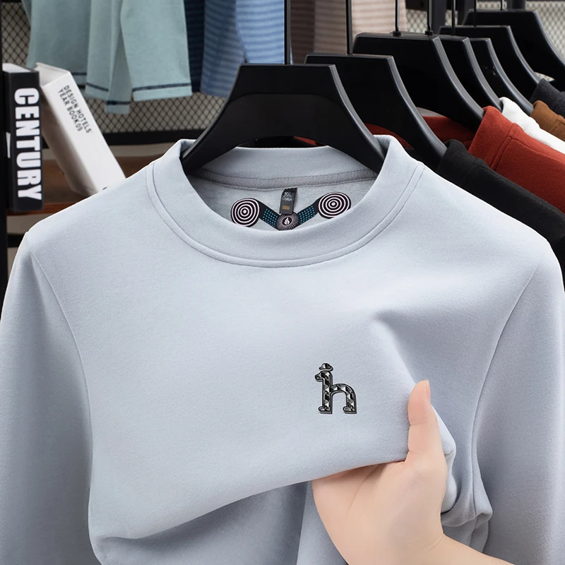 

Man Original Design Brand Long-Sleeved T-Shirt Korean-Style Exquisite Prints Round Neck Warm Autumn New Base Layer Fashion Wear