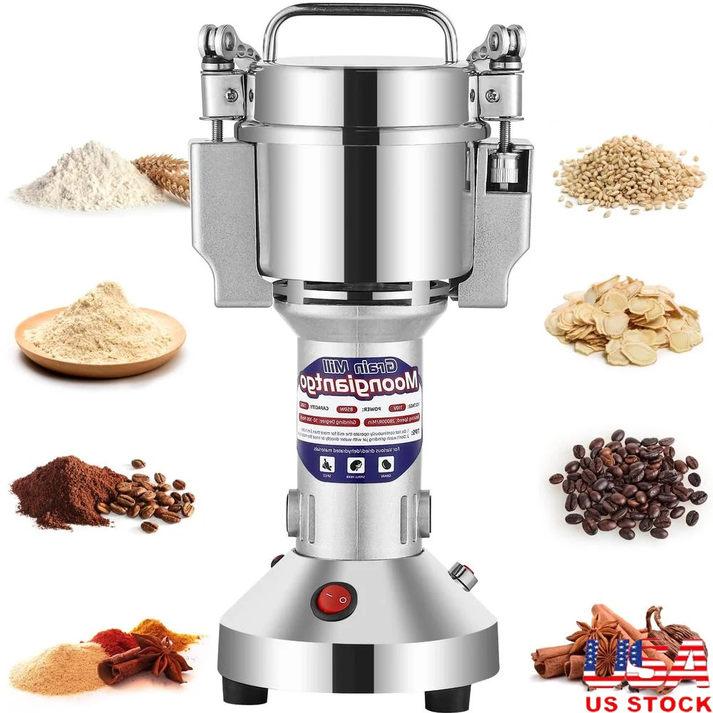 Electric 150g Spice Grinder Stainless Steel High Speed Pulverizer Dry Grinding Machine Wheat Corn Rice Commercial Grade 850W