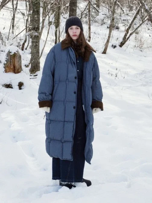 Winter nieuwe donsjas voor dames, oversized commuter-splicing witte eendendons Parker-jas