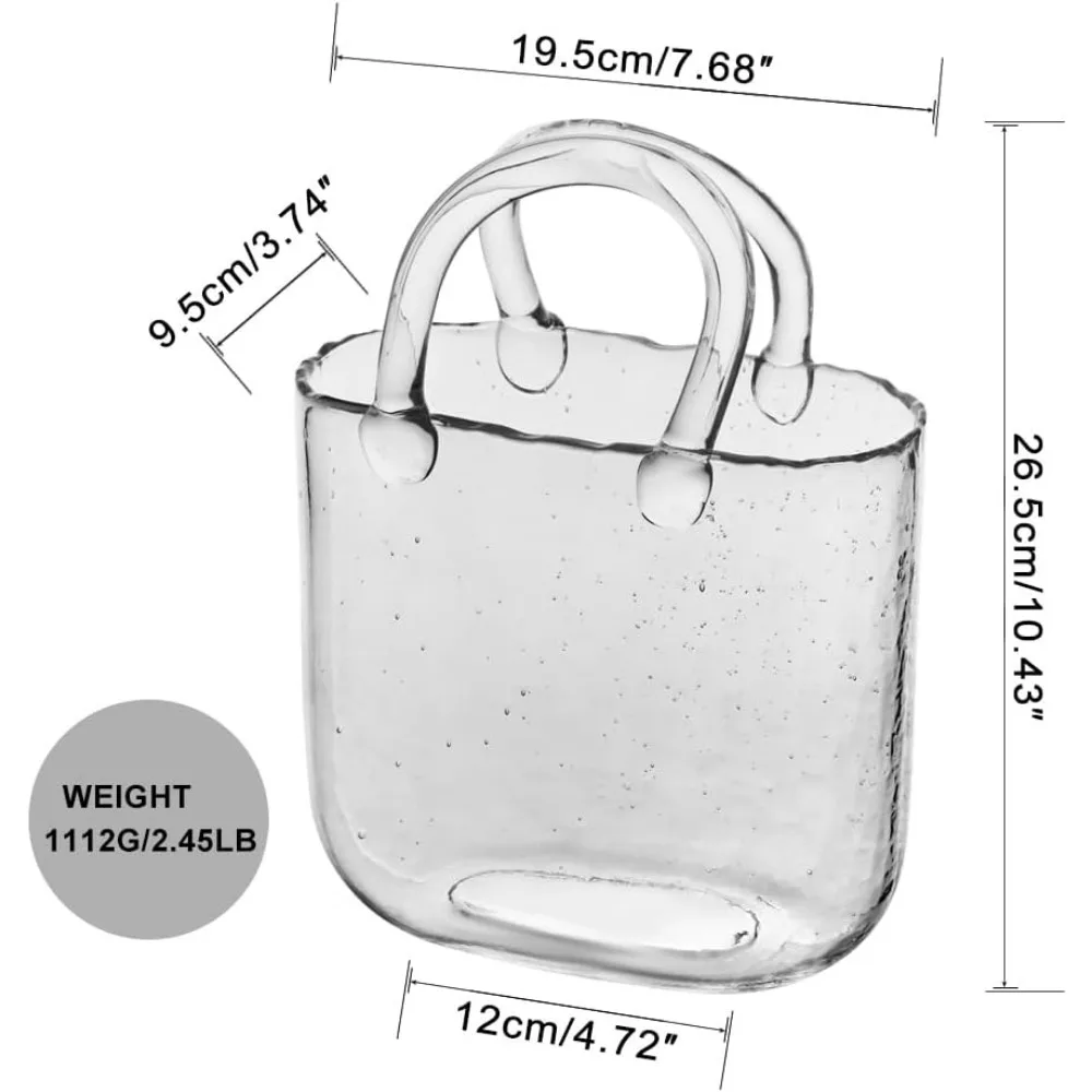مجموعة مزهرية زهور زجاجية شفافة مكونة من 6 قطع - مزهريات زخرفية مصنوعة يدويًا للقطع المركزية الأنيقة