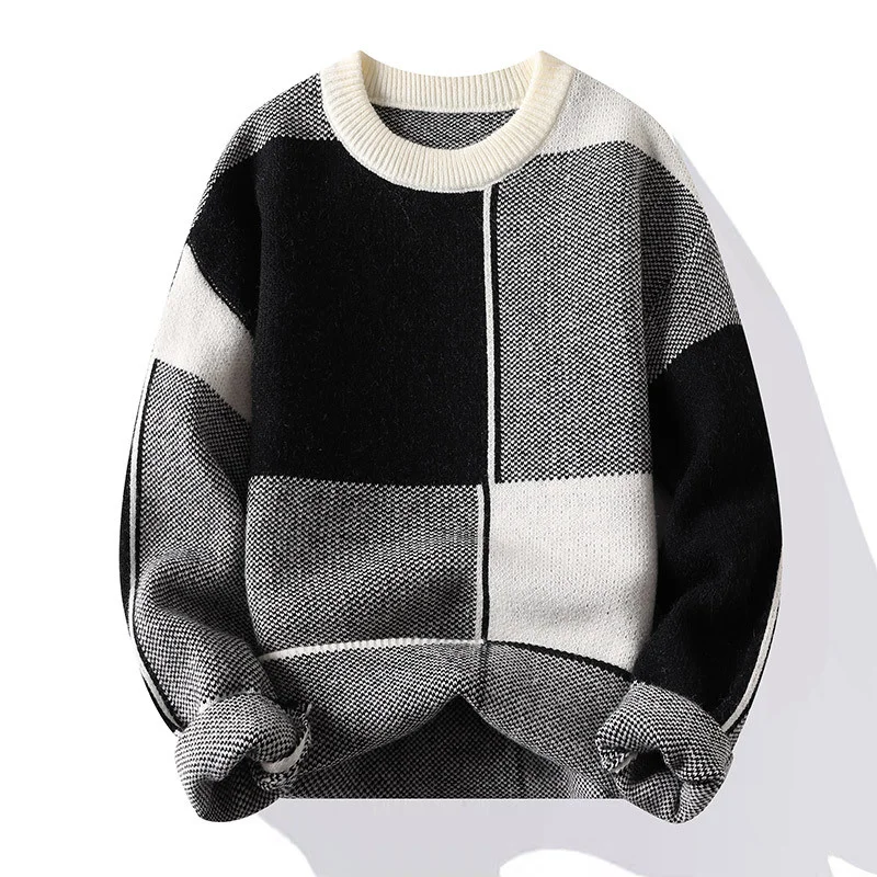 

Harajuku Knitted Crew Neck Sweater Men Clothing Thick Long Sleeve Pullover Man Women Fashion Hip Hop 2023 Autumn Casual Sweaters