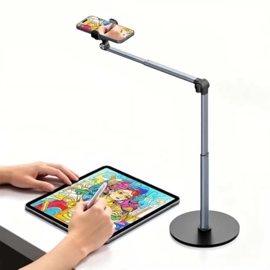 

Надголовный штатив для iPhone, сверхпрочный алюминиевый держатель для телефона, регулируемый по углу наклона и высоте, телескопическая рука, надголовное крепление для телефона