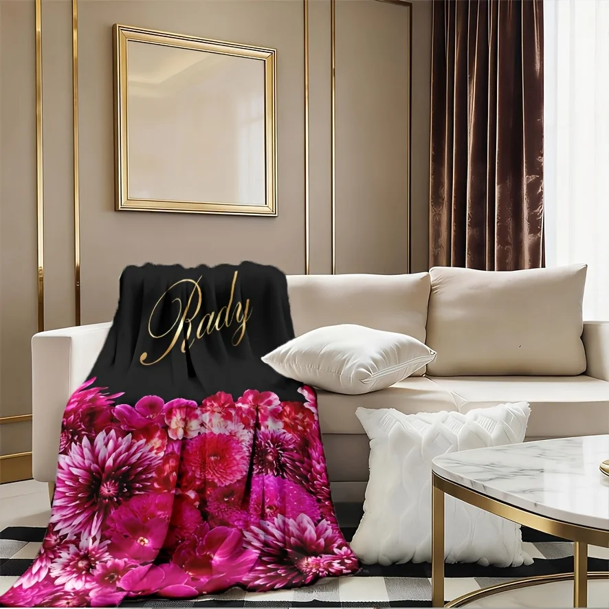 High Quality Pink Floral Throw Blanket Decorative Cozy Lap Throw for Couch Bed Romantic Women Gift Home Decor Oversized Print