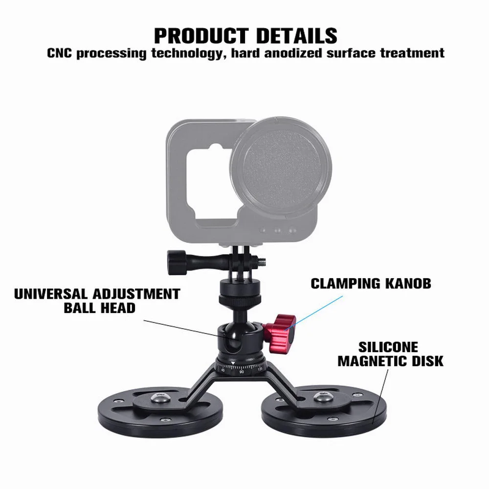 Uniwersalna metalowa kamera magnetyczna przyssawka w 360 głowica kulowa do Insta360 Gopro przyssawki uchwyt samochodowy do montażu na szybie akcesoria