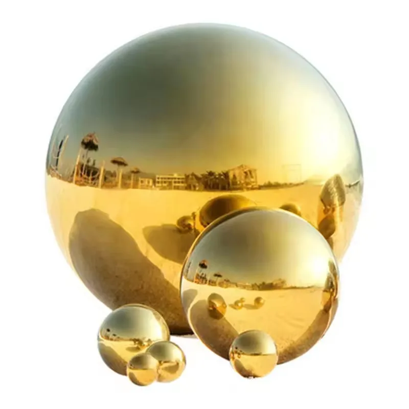 300/400MM Stainless Steel Hollow Ball Bright Mirror Wall Guardrail Window Decoration Christmas Garden Landscape Floating Ball