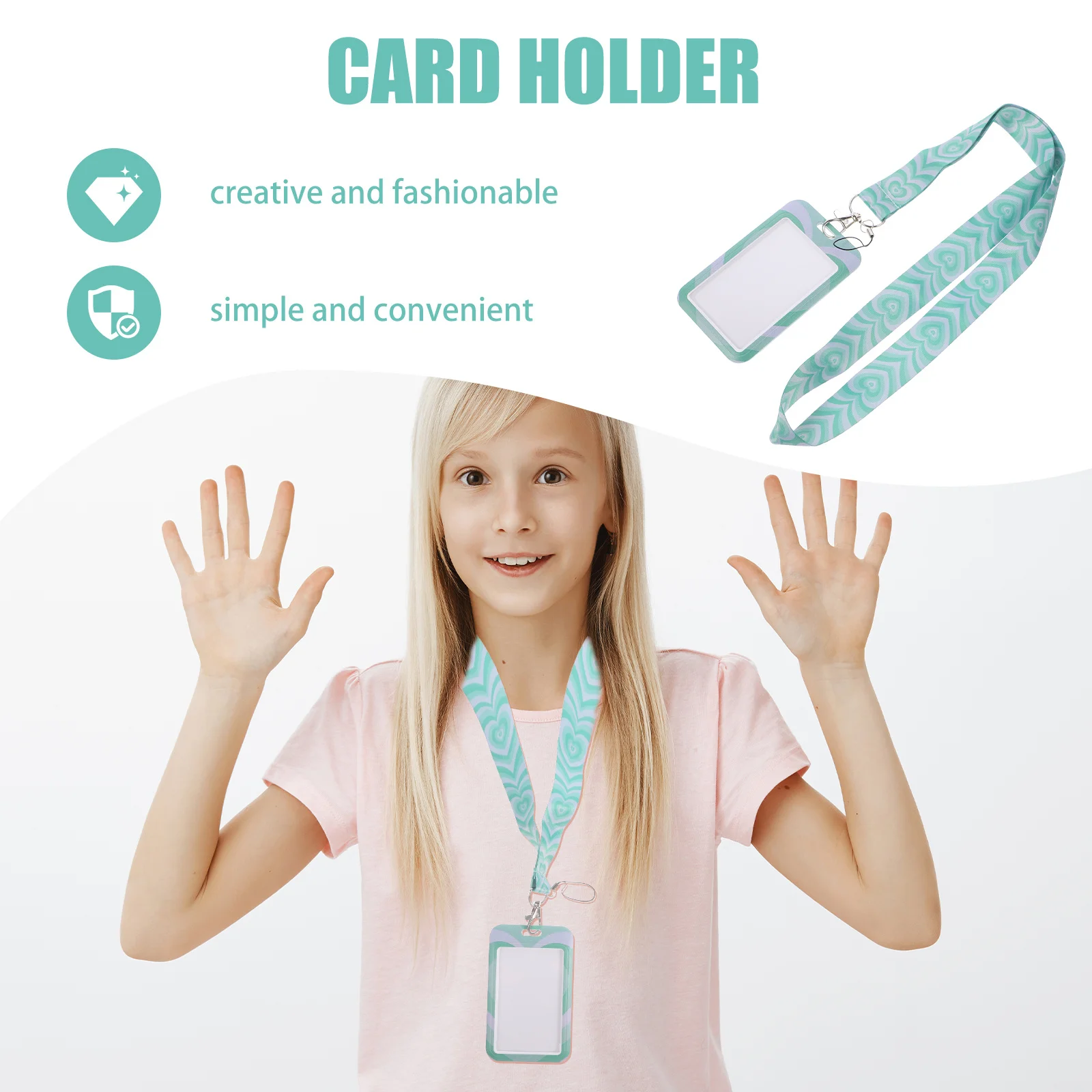 

1 Set Id Card Card Sleeve With Lanyard Name Tag Holder For Work School Students Portable Badge Protector Multifunction