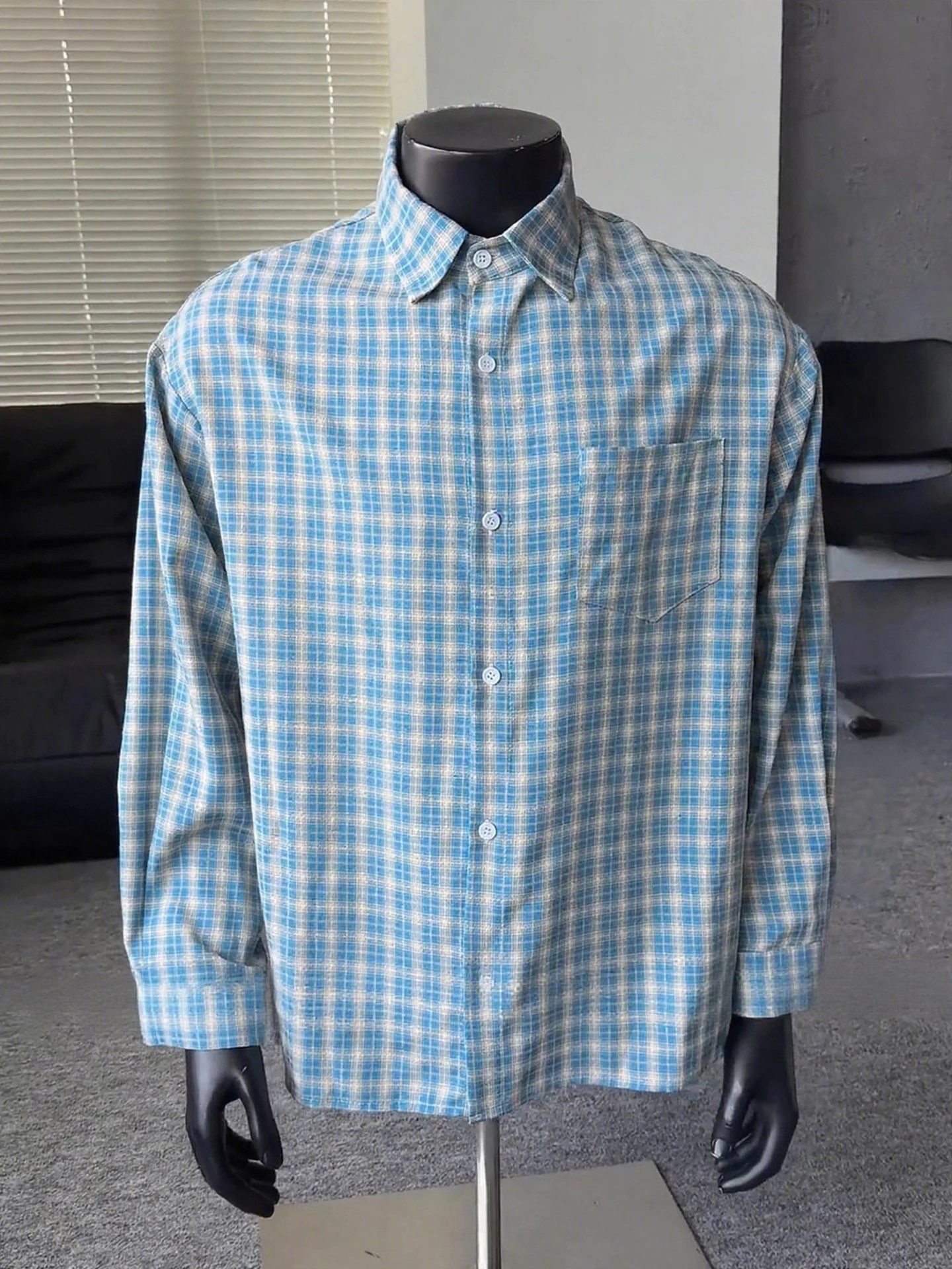 

Мужская удлиненная куртка в синий пейсли-плед, ранняя осенняя коллекция, молодежный стиль, повседневная, в полоску, из полиэстера