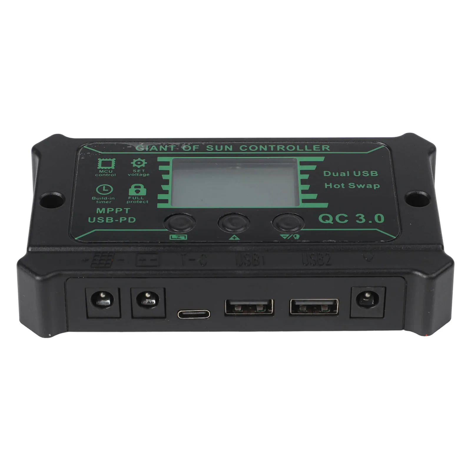 Dual Port for MPPT For Solar Charge Controller with Integrated LCD for Monitoring Charging Status and Battery Condition