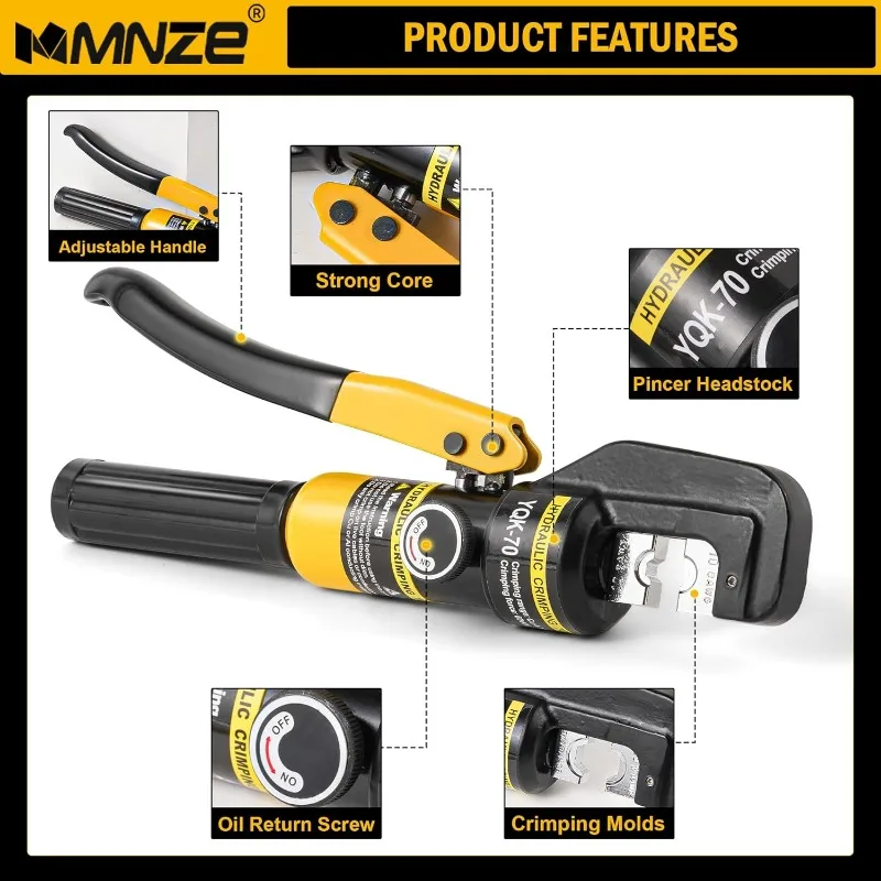 6 ตันไฮดรอลิก CABLE LUG Crimper คีมมือไฮดรอลิก CRIMPING ชุดเครื่องมือ Wire Terminal LUG CRIMPING Crimper