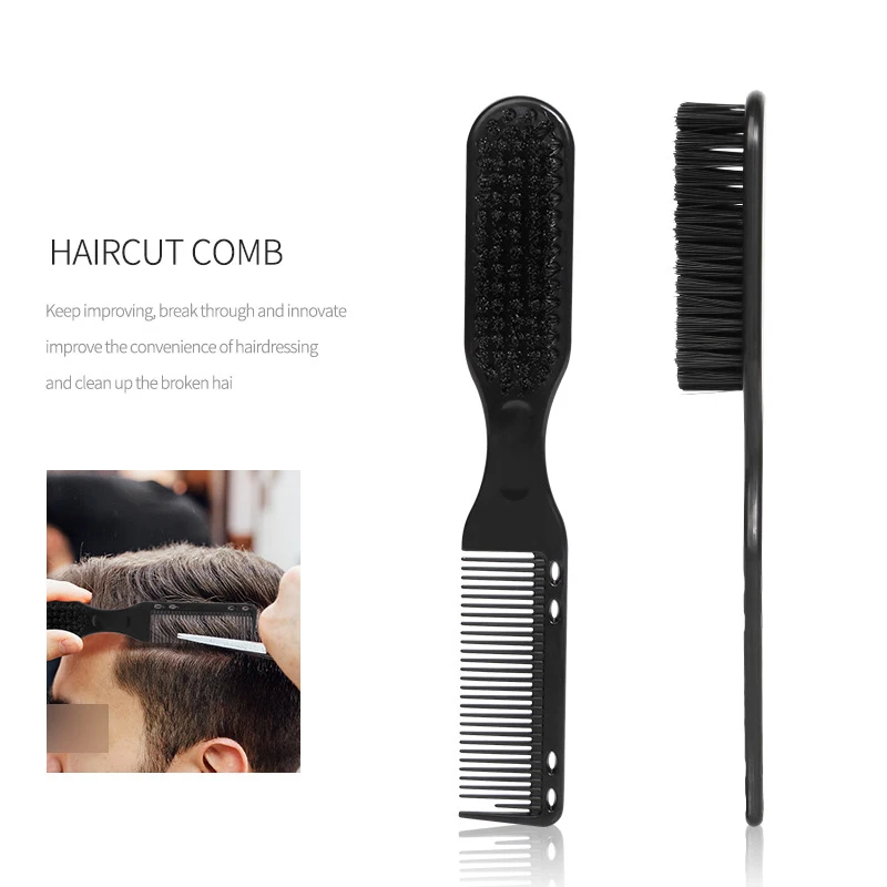 Double-sided Comb Brush Black Small Beard Styling Brush Professional Shave Beard Brush Barber Vintage Carving Cleaning Brush