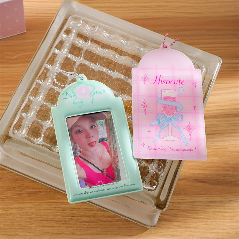 Cute Lovely Bow Card Holder Cover Bag Pendant Key Chain Idol Photocards Protector Photo Sleeves Girl 3 Inch Cartoon PVC New