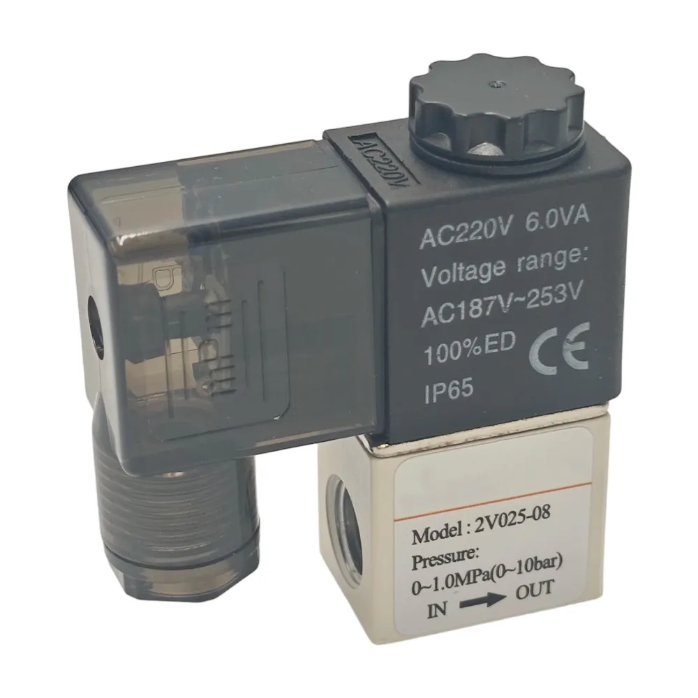 Pneumatic Electric Solenoid Valve 12V 24V 220V Normally Closed 2 Position 2 Port Air Magnetic Valve with 6mm/8mm Hose Barb Conne