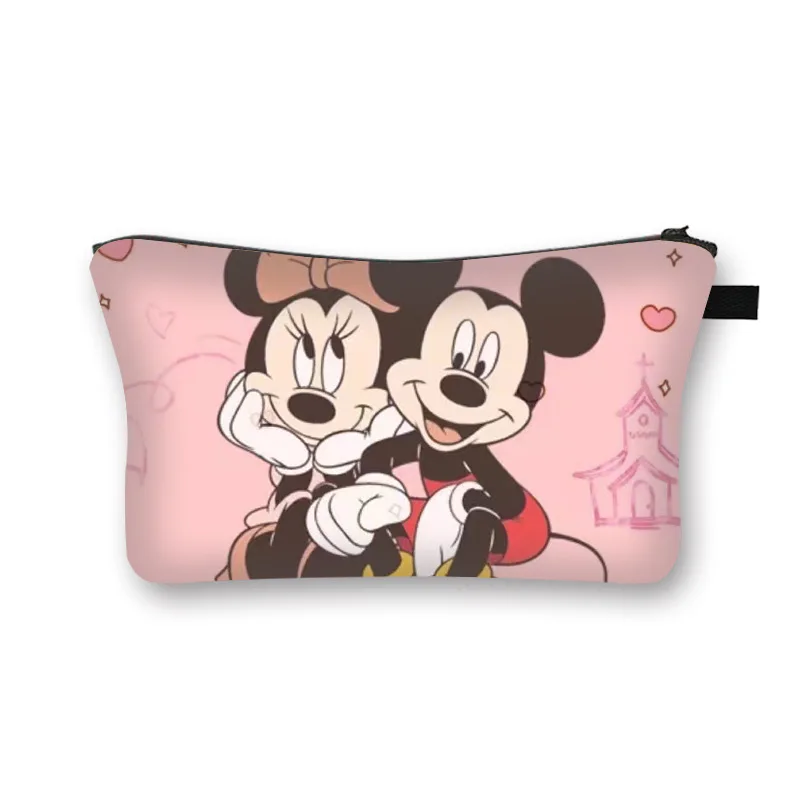 Disney-Stitch Mickey Mouse Anime Maquiagem Bolsa para Meninas, saco cosmético Kawaii Dumbo, saco de lavagem dos desenhos animados, lápis, presentes