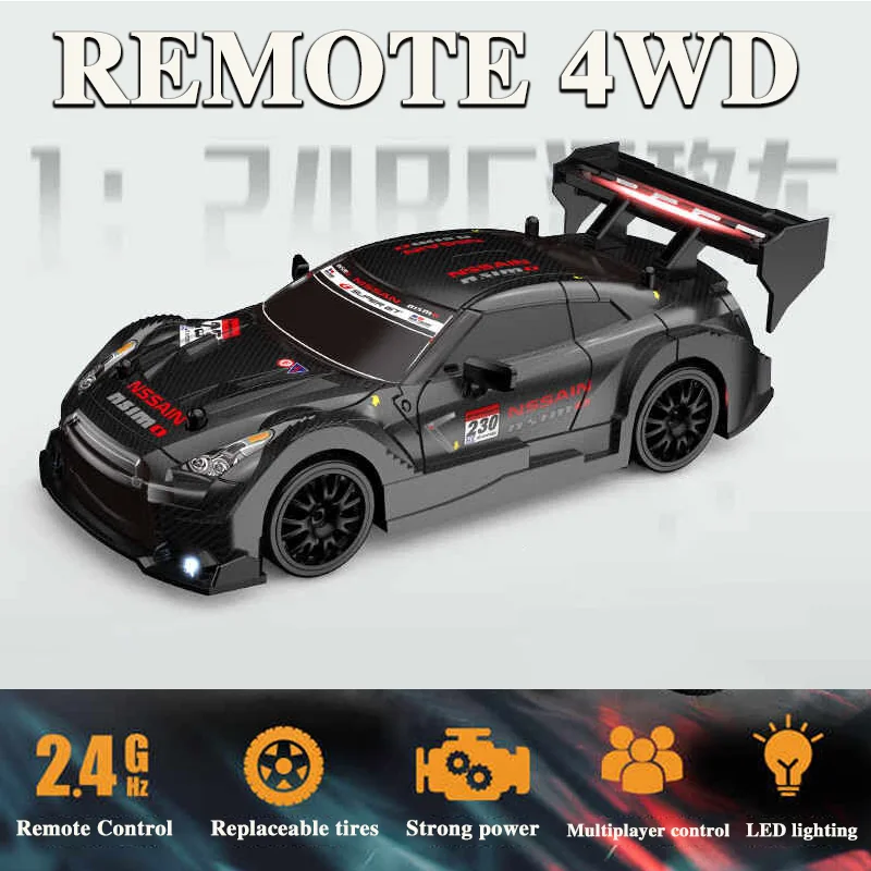 New 1:24 Mini 4WD RC Drift Car Remote Control GTRPRO Model 4x4 Racing RTR Radio Truck With LED Vehicle For Childrens Toys Gifts