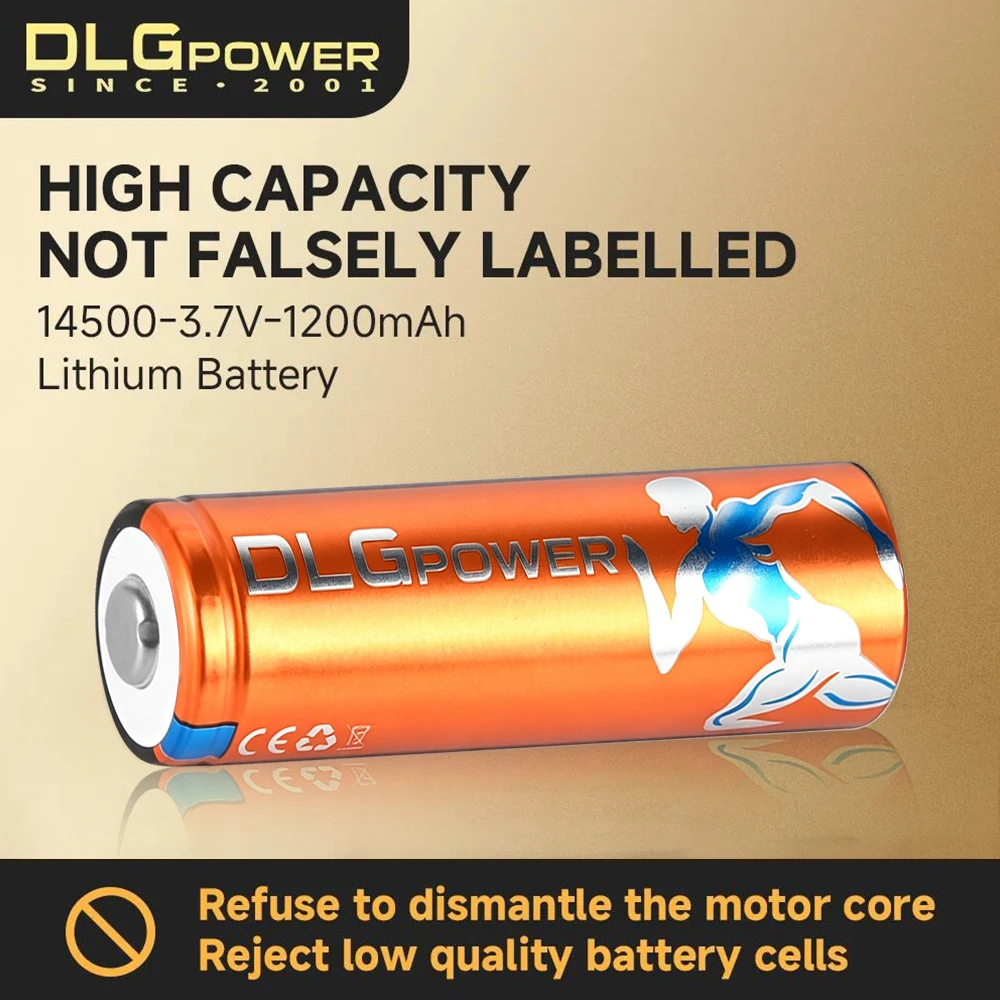 DLGPOWER 14500 AA Li-ion Battery 3.7V 1200mAh Rechargeable Battery Lithium Batteries 1000 Times for LED Flashlight Toys Calculat