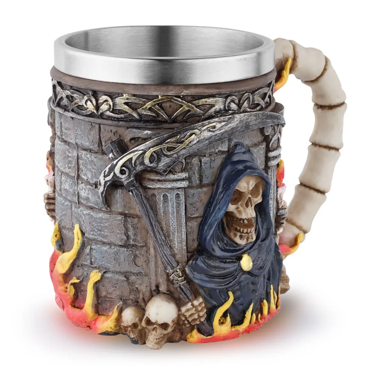 Halloween Gifts Dark Wizard Beer Mug Resin Mug Stainless Steel Creative Teacup Drink Mug