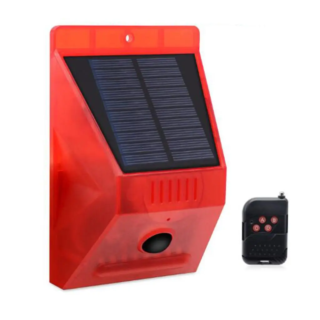 Solar Siren Sound Alarm Strobe Alert Light 129db Weatherproof Alarm System