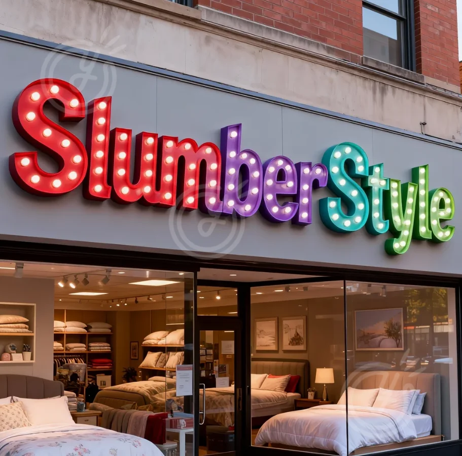 Custom LED Sign Logo Light Letters Marquee Metal Business Advertising Lighting Yard Bulb Custom SlumberStyle Light Up Wall Decor