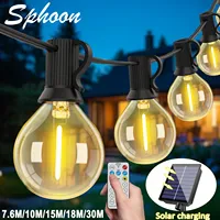 Outdoor Solar LED Garland Waterproof String Lights with Digital Display Remote Control 25-98ft Decorative Garden Lighting