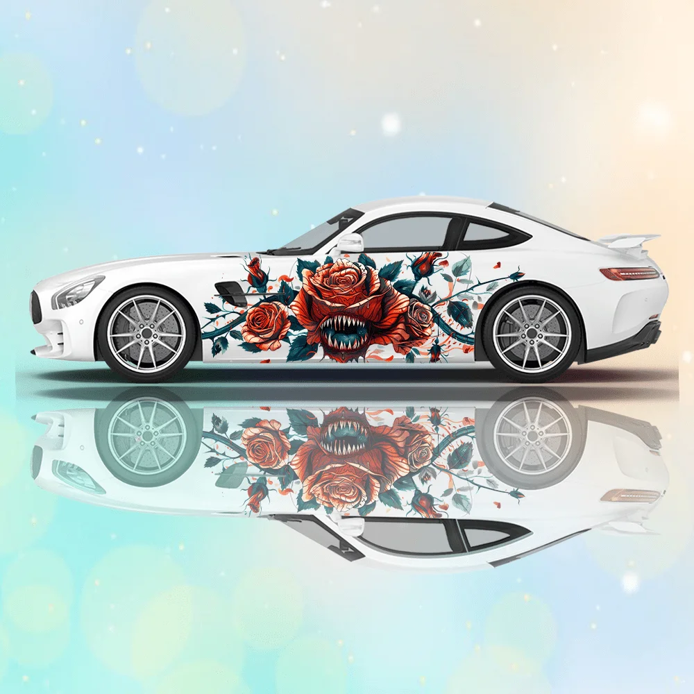 

Human-eating Rose Design Car Vinyl Wraps Decal Self-adhesive PVC Sticker Suitable for Trucks SUV Decoration Auto Accessories